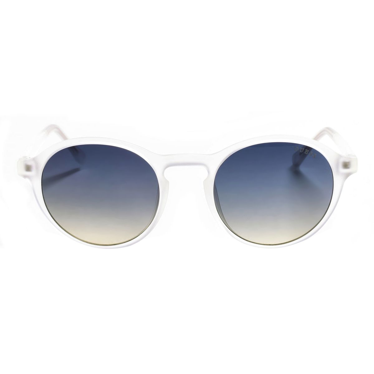 Runde Acetat-Sonnenbrille mit blauen Gläsern