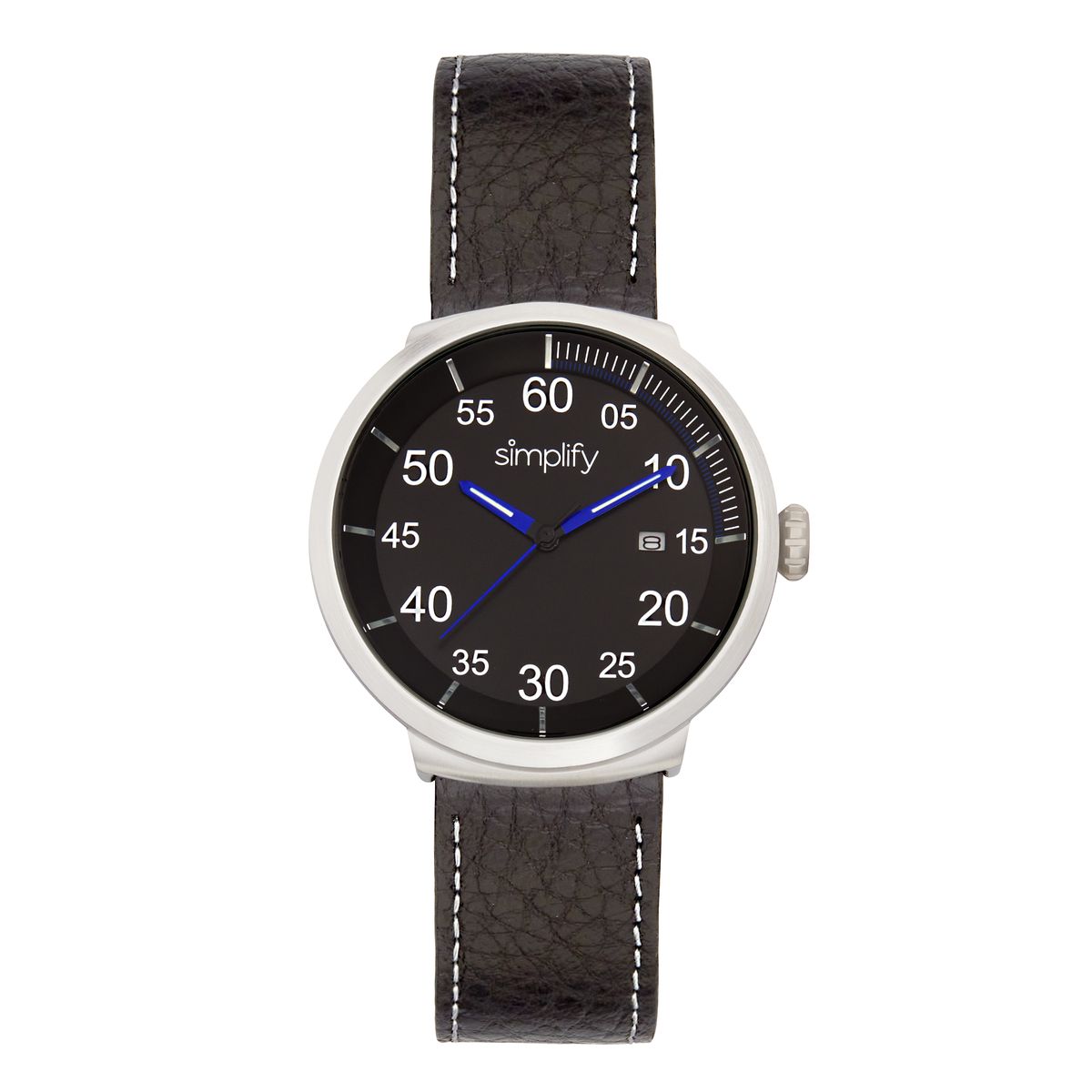 Analoge Uhr mit braunem Lederarmband