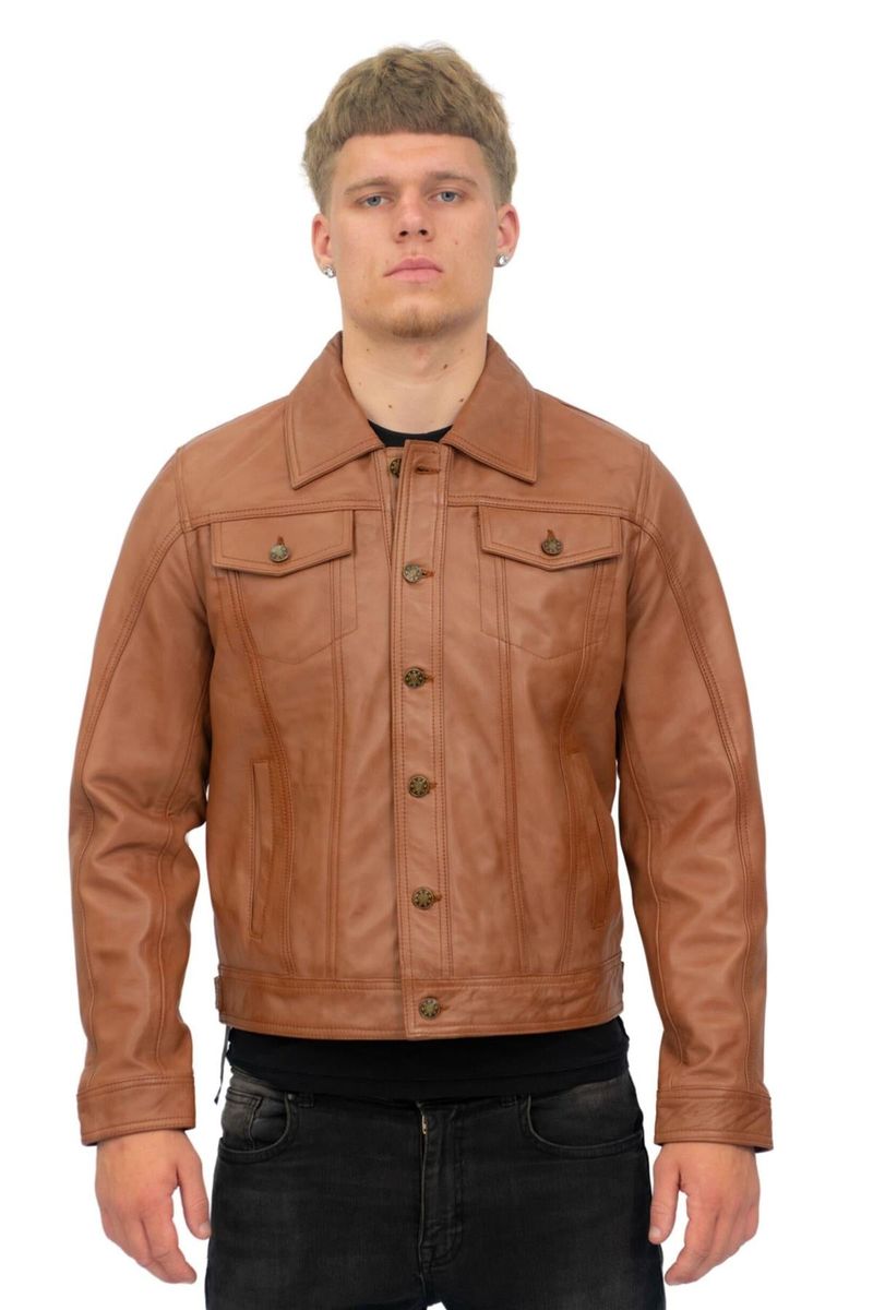 Herren Trucker Lederjacke