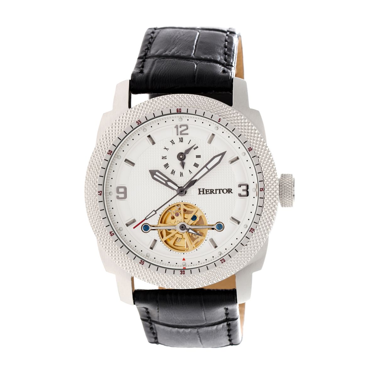 Halb-Skelett Automatikuhr mit Lederarmband