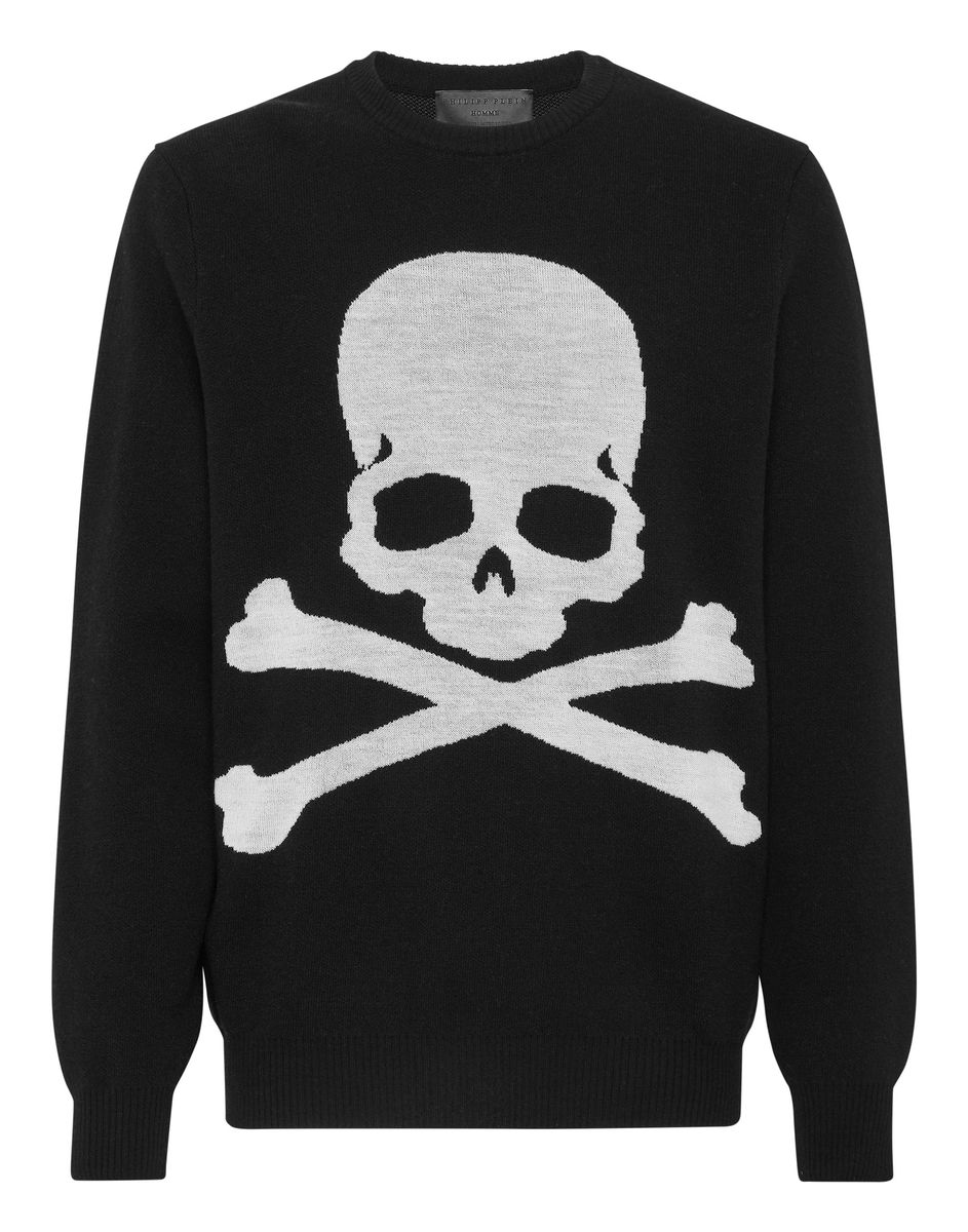 Wollpullover mit ikonischem Totenkopf-Inlay