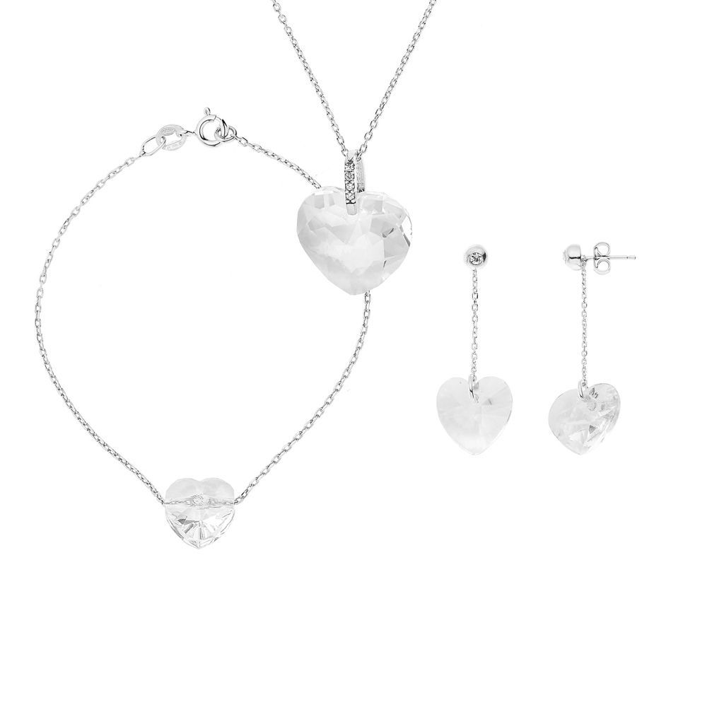 Kristall Herz Schmuckset Sterlingsilber