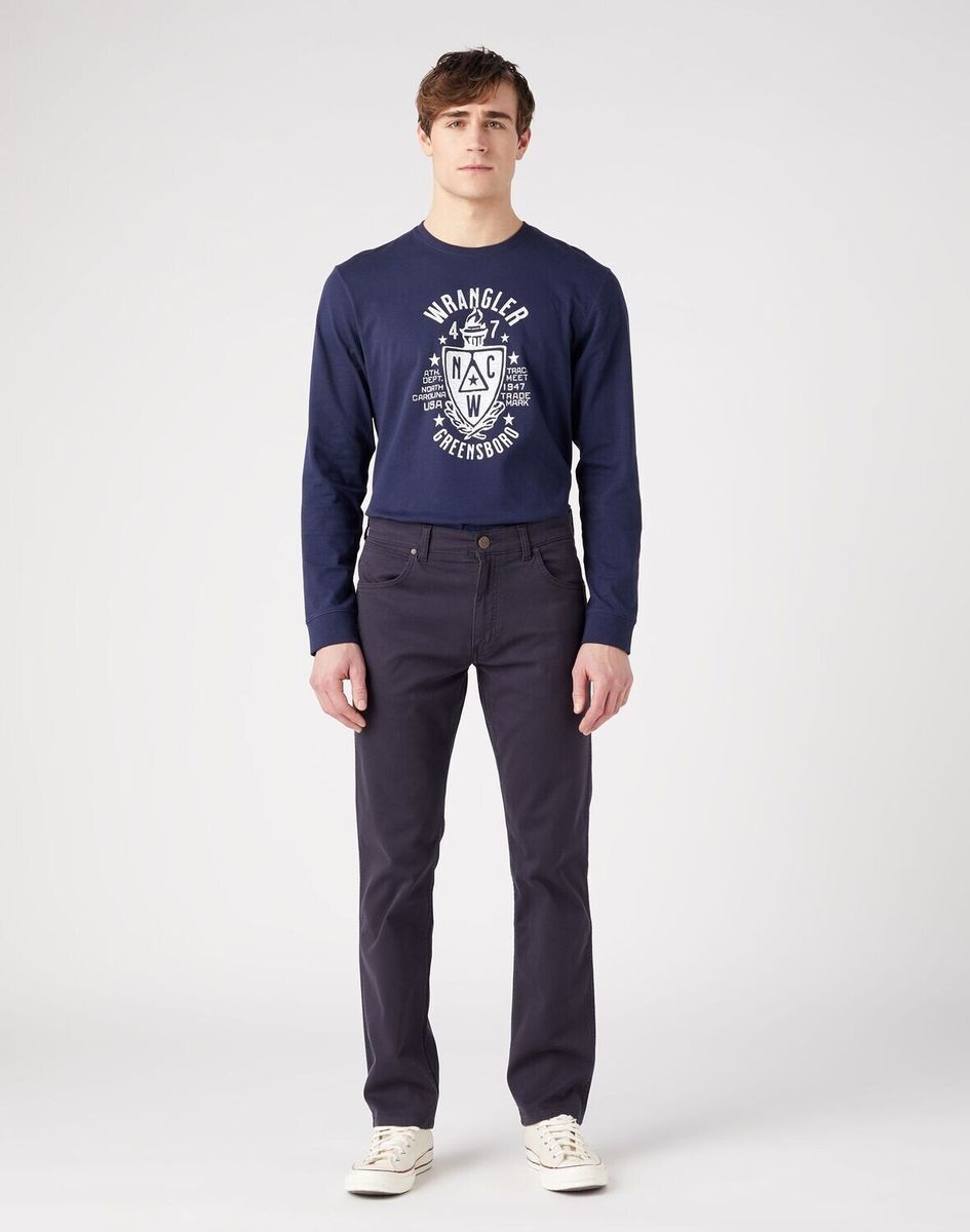 Dunkelblaue Chinos mit geradem Bein