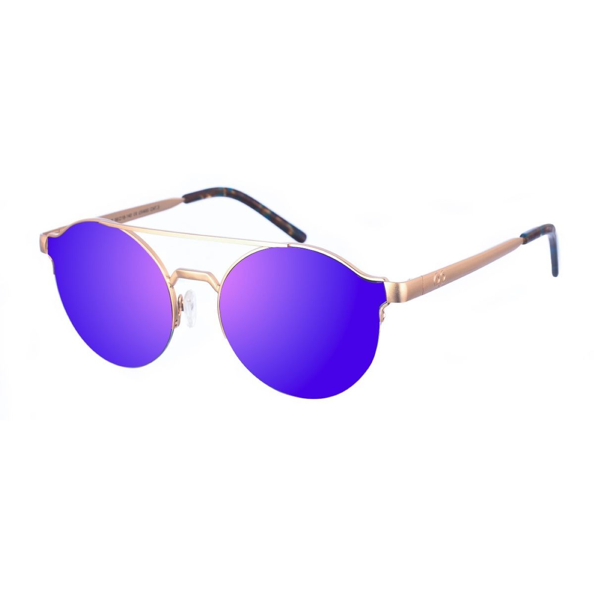 Runde Metallsonnenbrille mit lila Gläsern