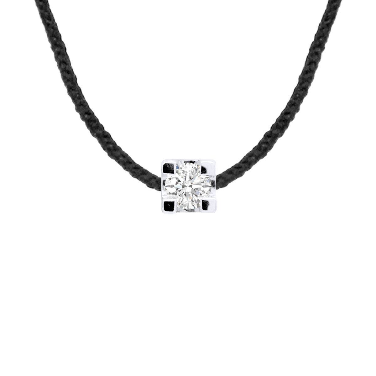 Diamantsolitär-Halskette mit gedrehter Kordel