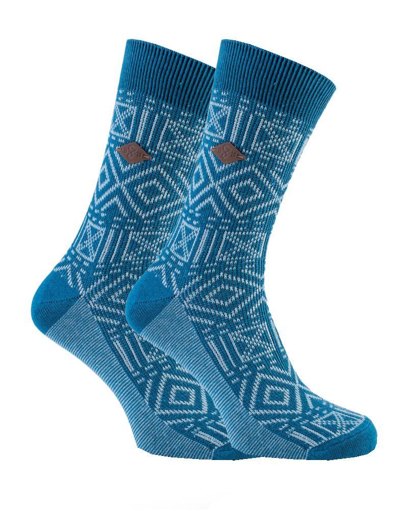 Farah - 2er-Pack Herren 1920 gestrickt Vintage Aztec gemustert Baumwolle formale Kleid Socken - FNS011DPSB