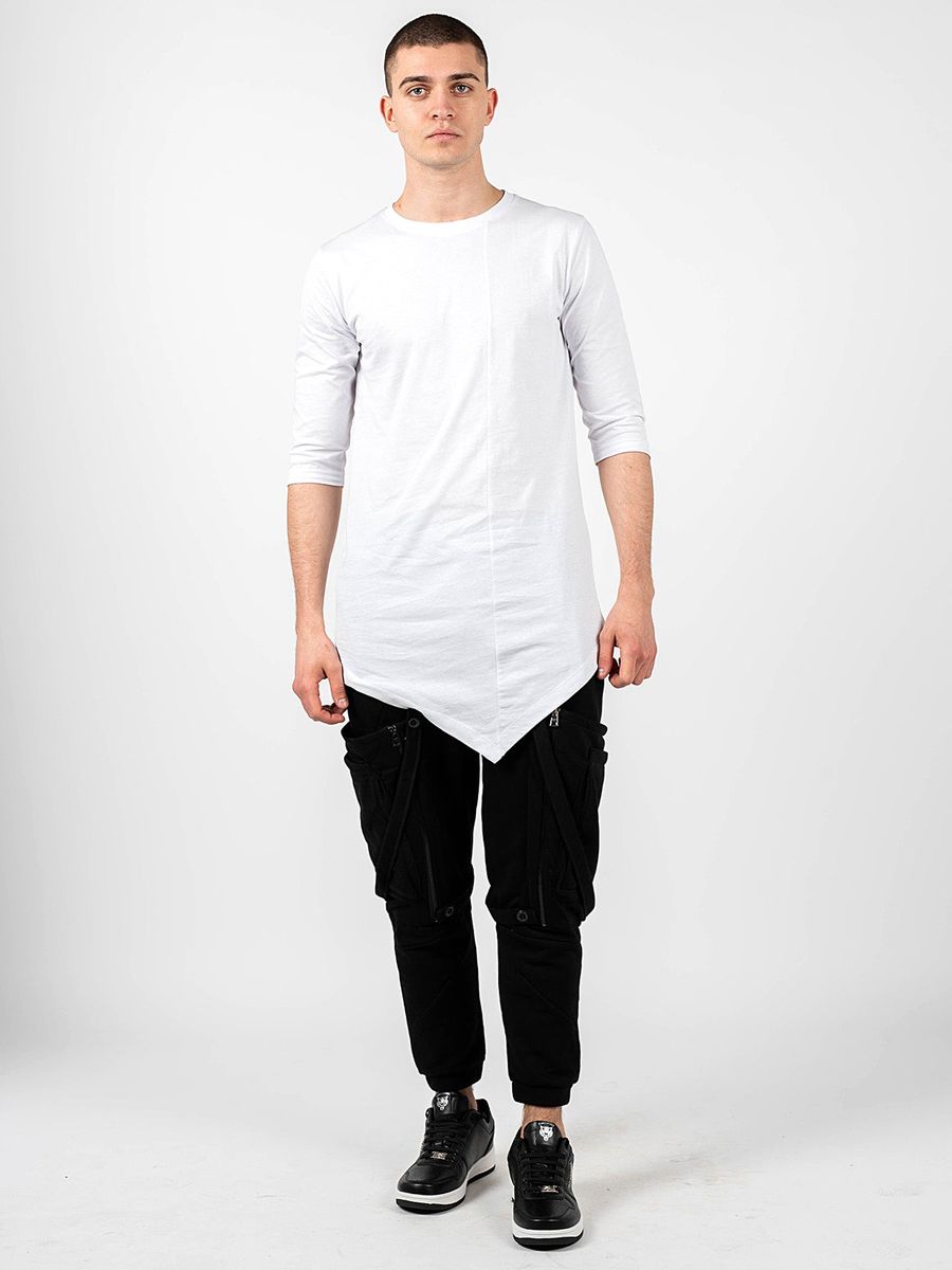 Asymmetrisches Longline-Shirt mit Dreiviertelarm