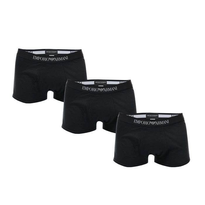 Herren Baumwoll-Boxershorts 3er-Pack Schwarz