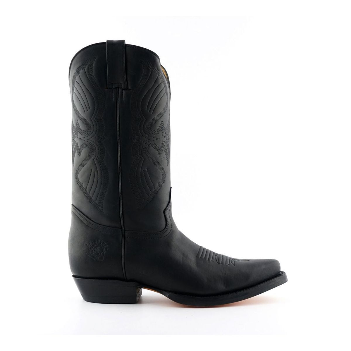 Klassische schwarze Leder-Cowboy-Stiefel