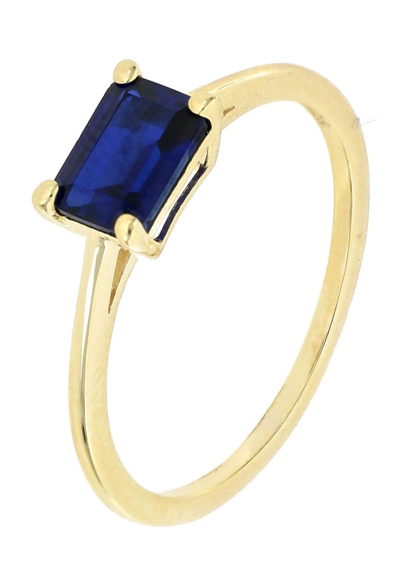 Saphir Rechteck Vergoldeter Ring