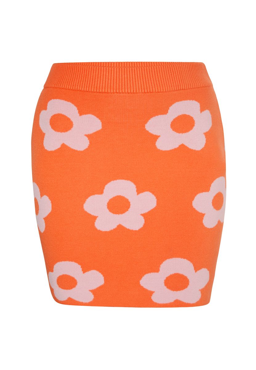 Retro Strick Minirock mit Blumenmuster