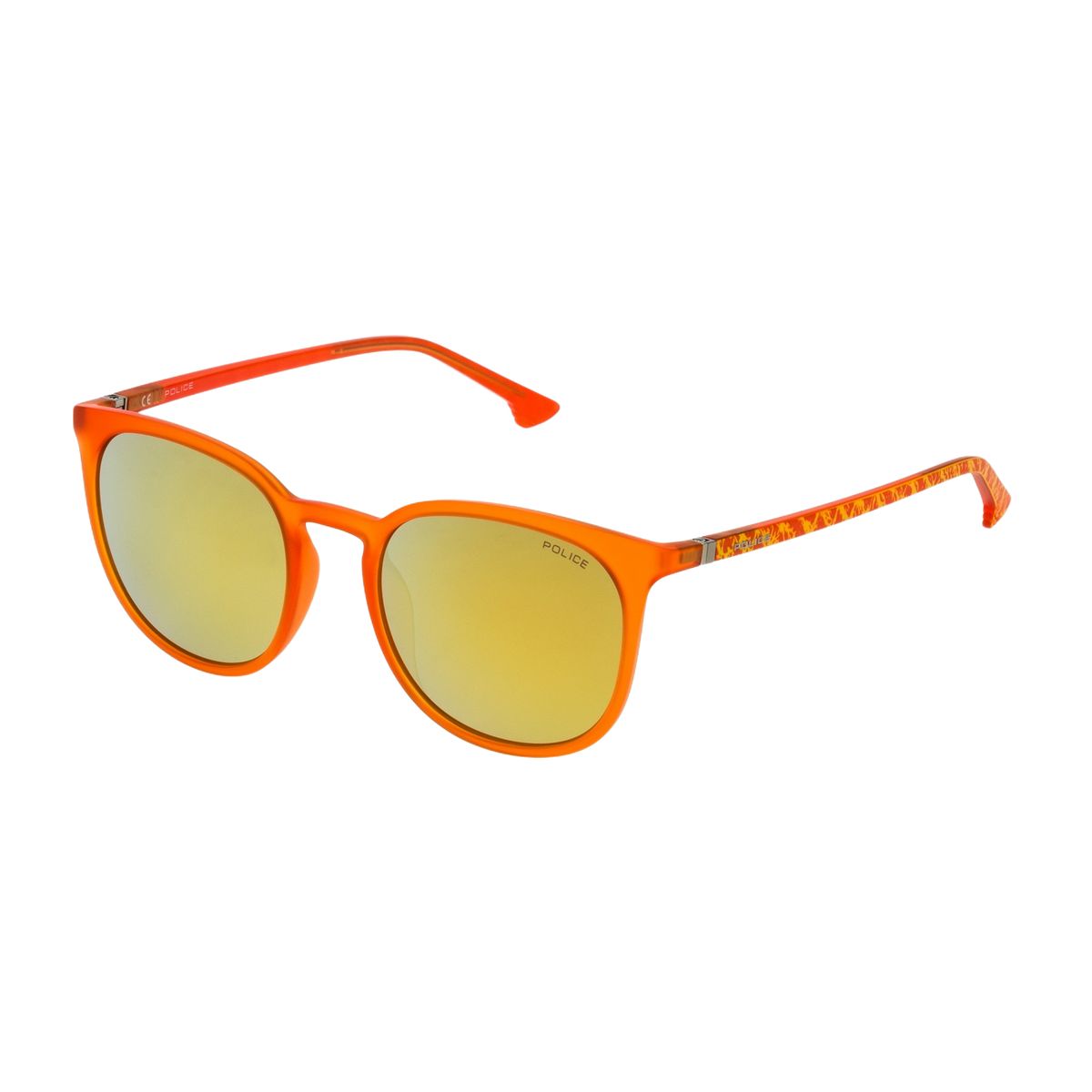 Orangefarbene Sonnenbrille mit runden Gläsern