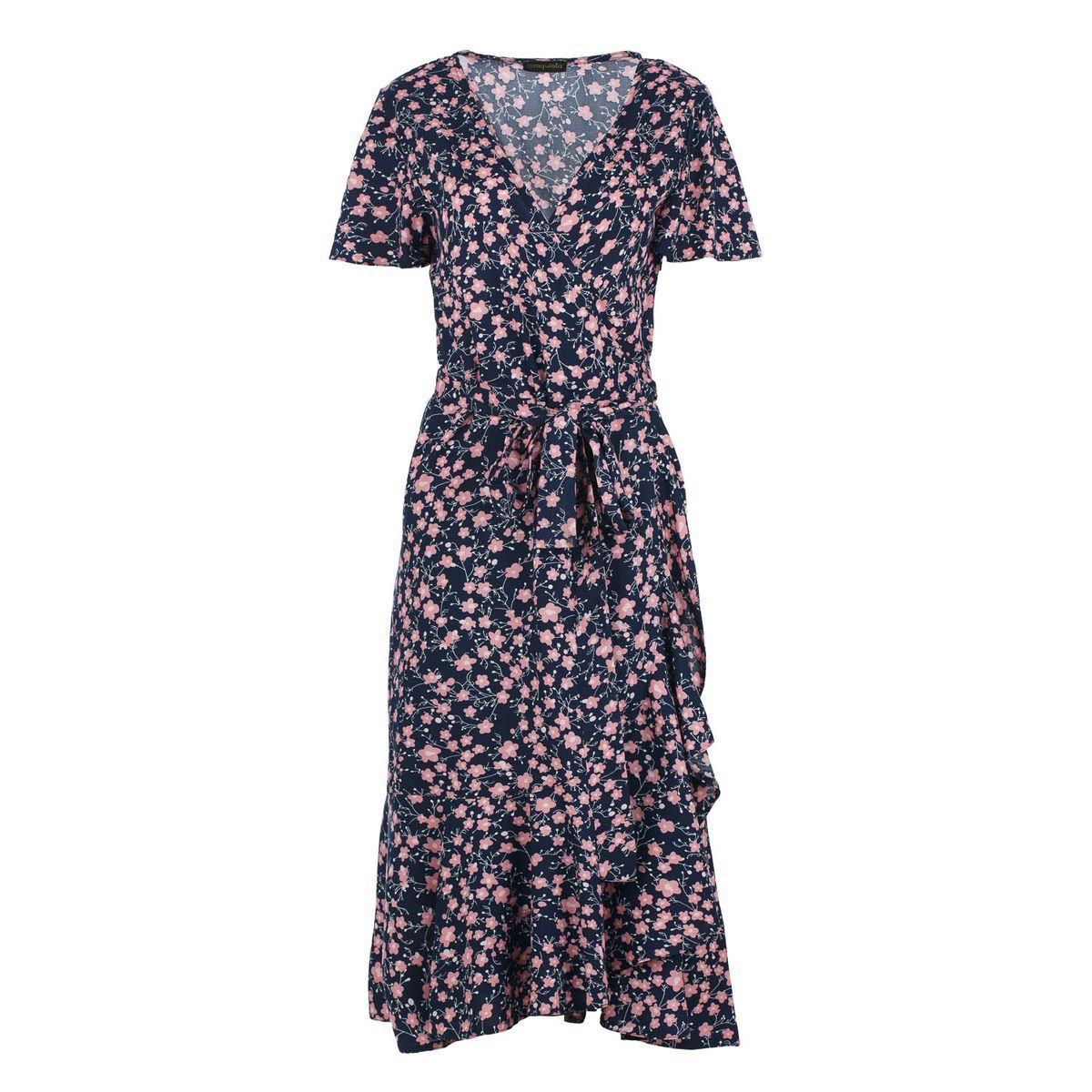 Midikleid mit Blumenmuster und V-Ausschnitt