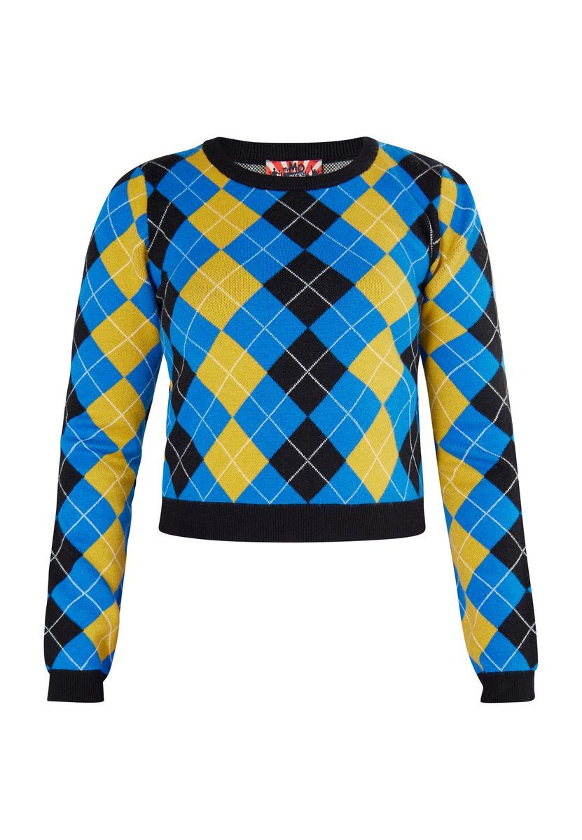 Mymo Strickpullover Damen Schwarz Blau Mehrfarbig