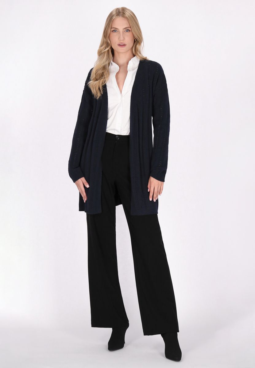 Strukturierter Long-Cardigan mit Gürtel