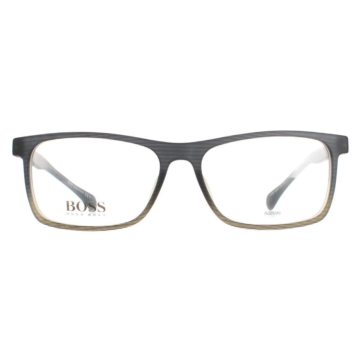 Rechteckige Grau-Braune Musterbrille