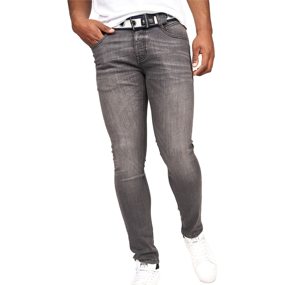 Herren Slim Fit Graue Jeans