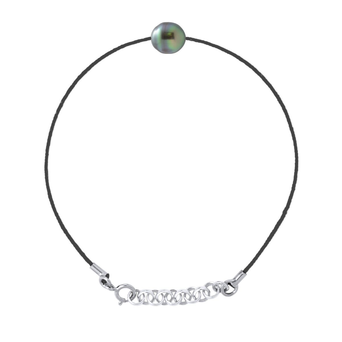 Schwarzes Kordelarmband mit Tahiti-Perle