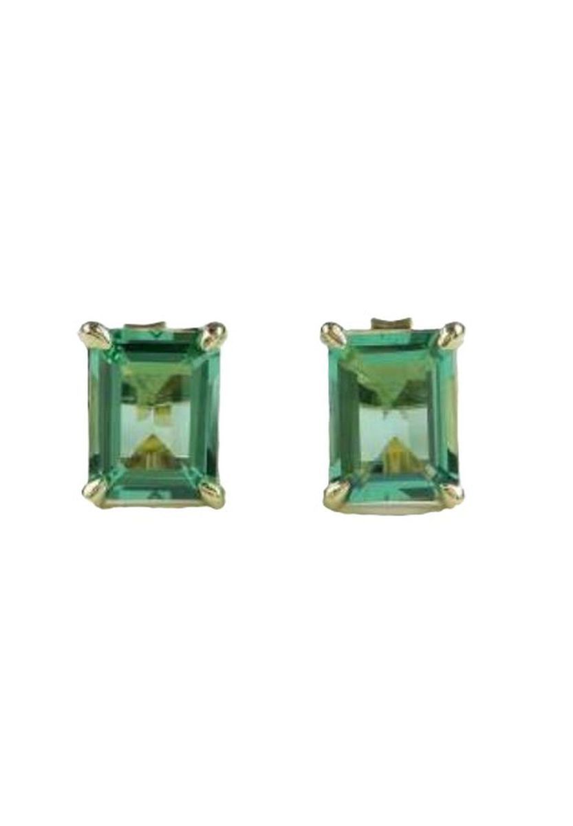 Grüne quadratische Quarz-Ohrstecker