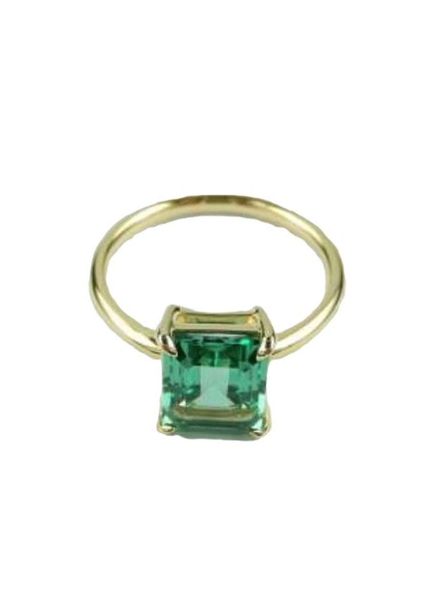 Grün Quarz Vergoldeter Silberring