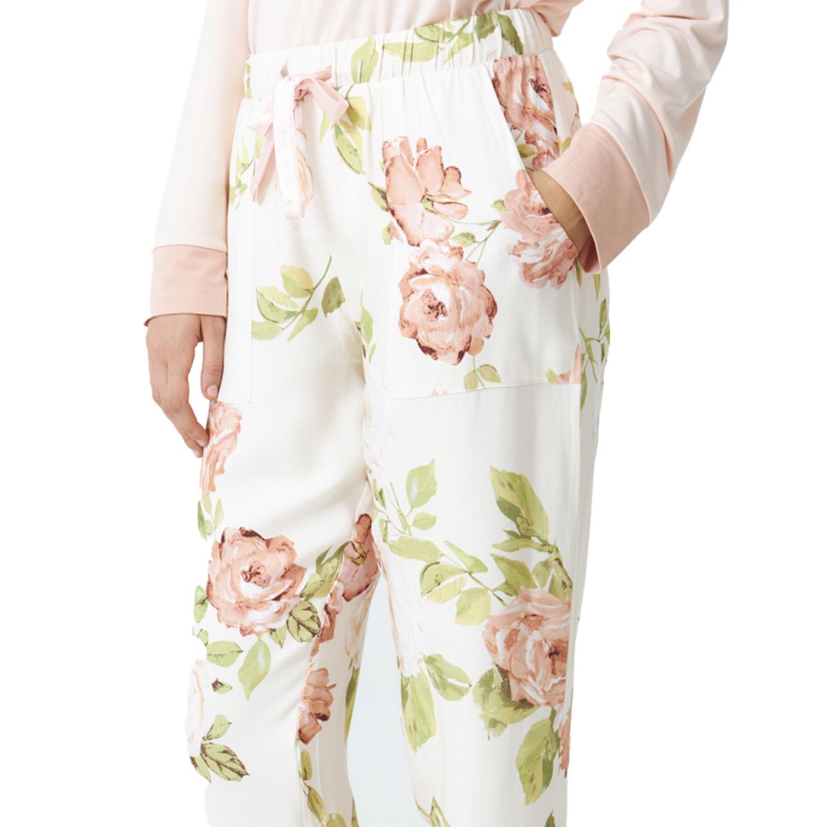 Langärmeliges Pyjama-Set mit Blumenhose