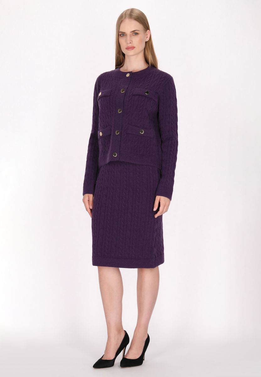 Eleganter Midi-Strickrock mit Zopfmuster