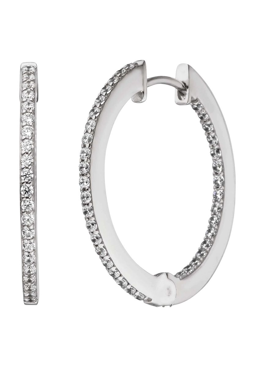 Funkelnde Zirkonia Silber Creolen Ohrringe