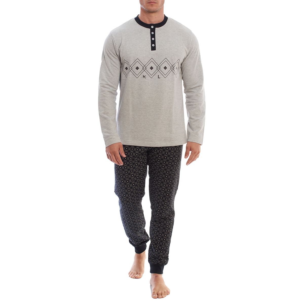 Herren Langarm Plüsch Pyjama Set