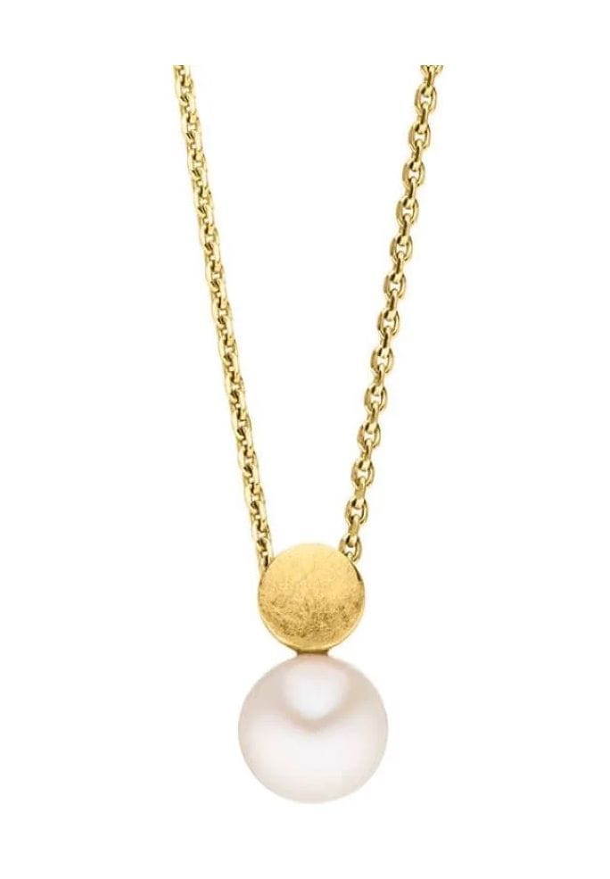 Perlenanhänger Halskette Gold Sterlingsilber