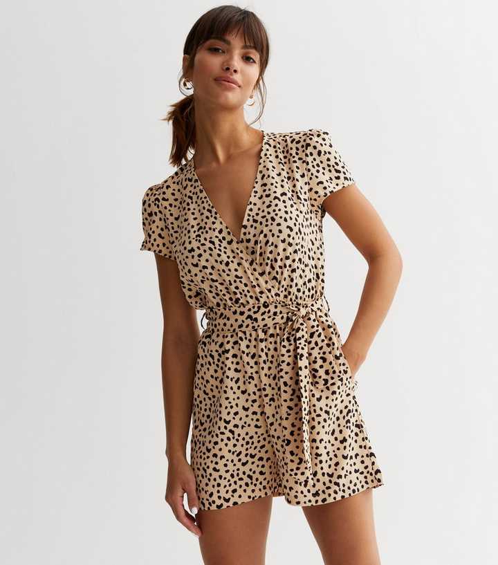 Animal-Print Wickelanzug mit Gürtel