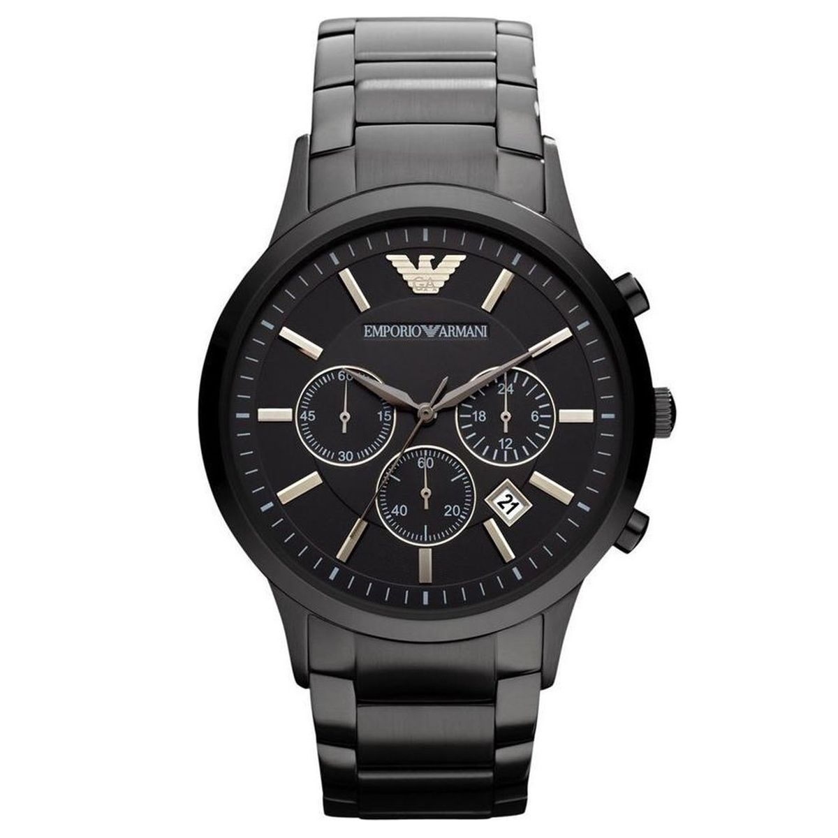 Elegante schwarze Chronographenuhr aus Edelstahl