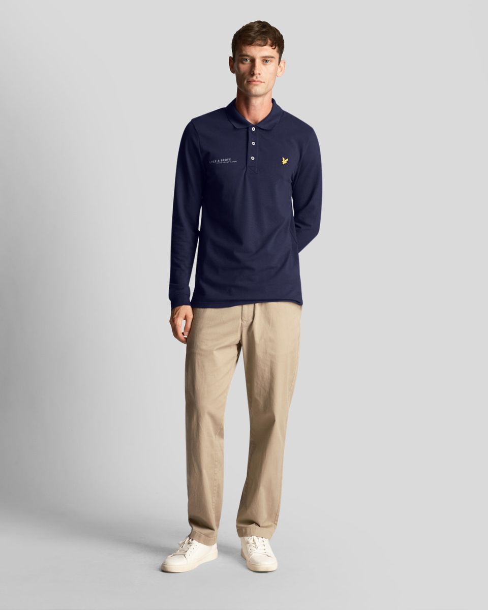 Langarm-Poloshirt mit Grafik-Print