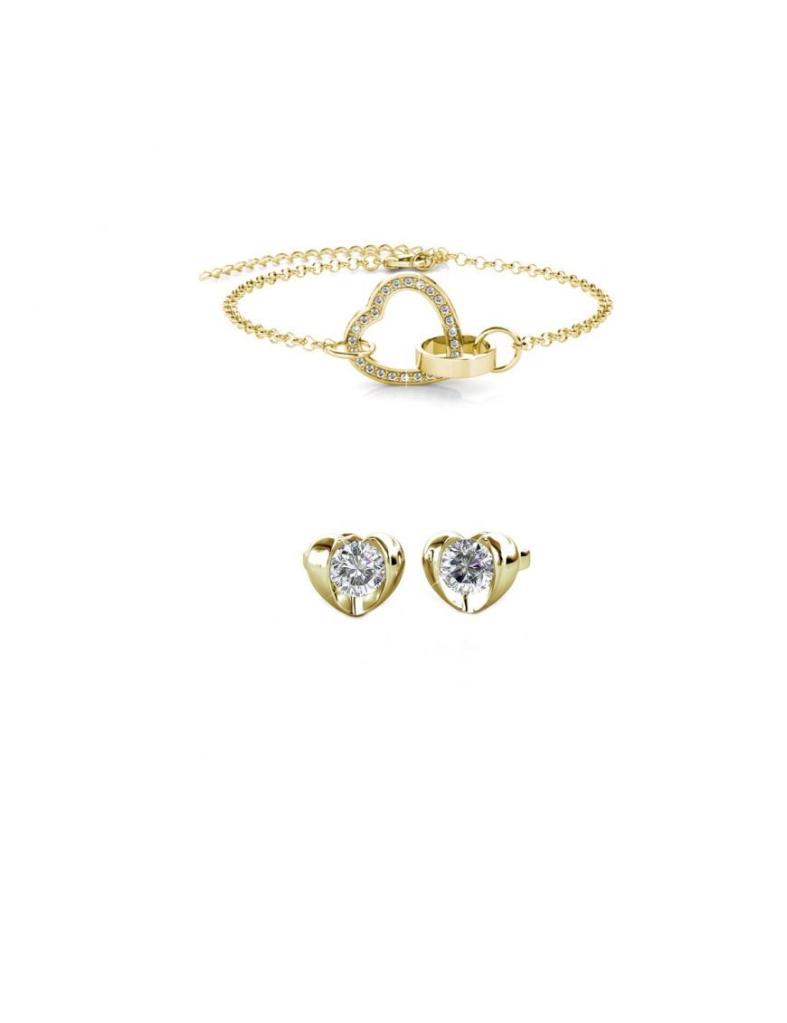 Zartes Herz-Schmuckset mit Kristallen
