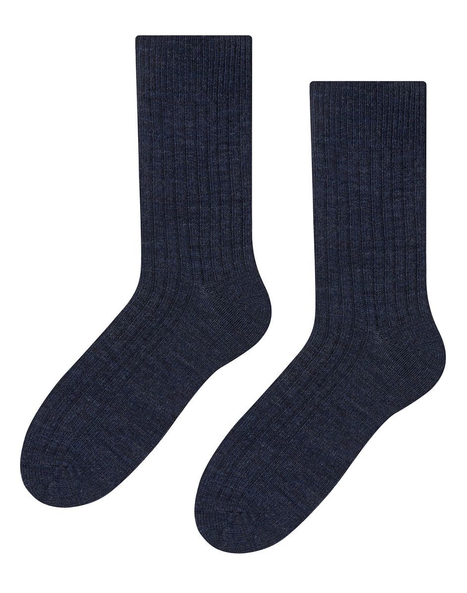 Herren Socken aus Alpaka-Wolle für den Winter | Steven | Gestrickte Crew Stiefelsocken - Grau