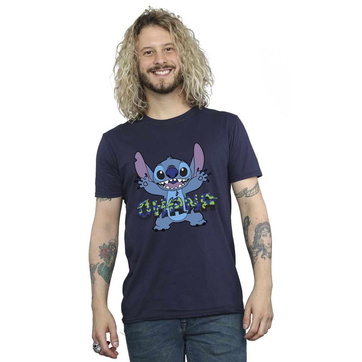 Ohana Stitch Grafik Baumwoll T-Shirt