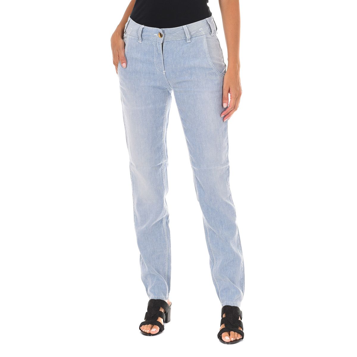 Hellblaue Chino-Hose aus Leinenmischung