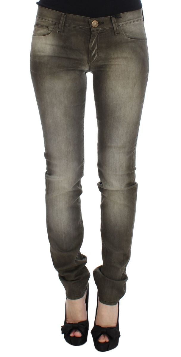 Slim Fit Grau Gewaschene Jeans