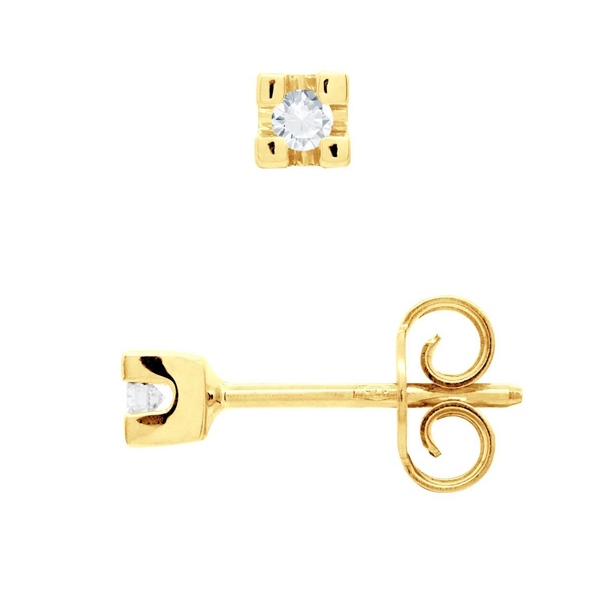 Diamantohrstecker in Gelbgold