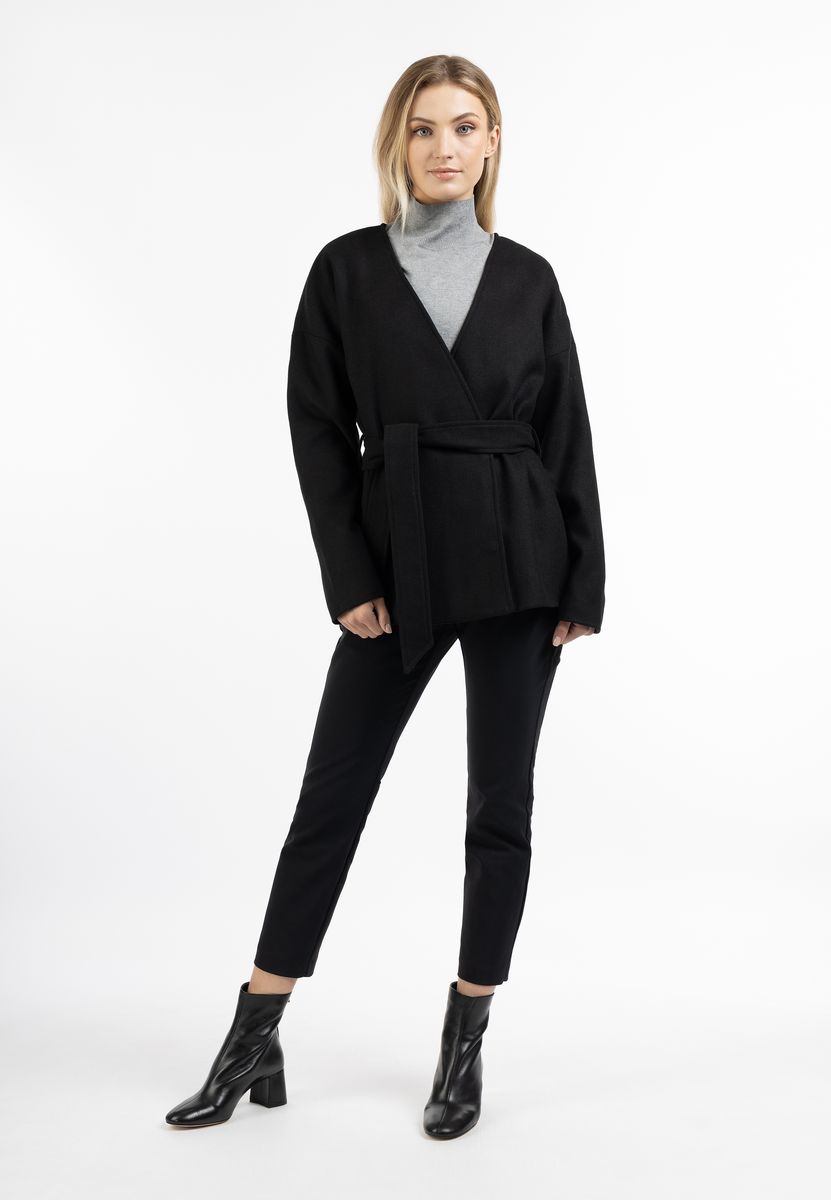 Dreimaster Übergangsjacke aus Wollgemisch Damen Schwarz
