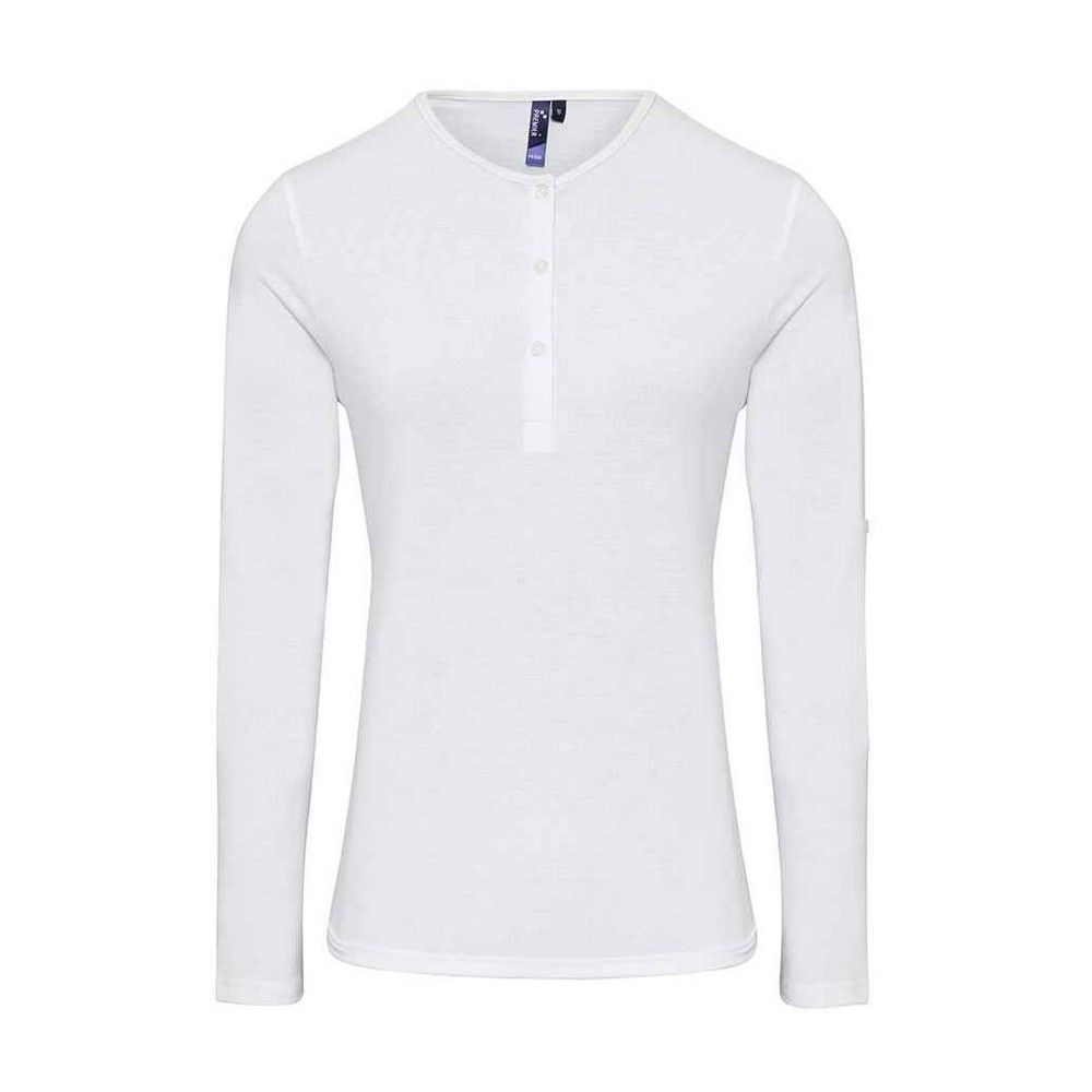 Premier Womens/Ladies Long John Plain Roll Sleeve T-Shirt (Weiß)