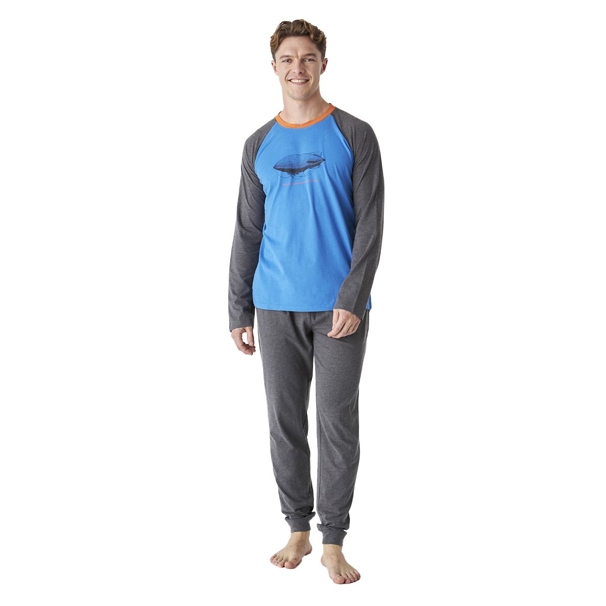 Herren Baumwollpyjama Set Langarm