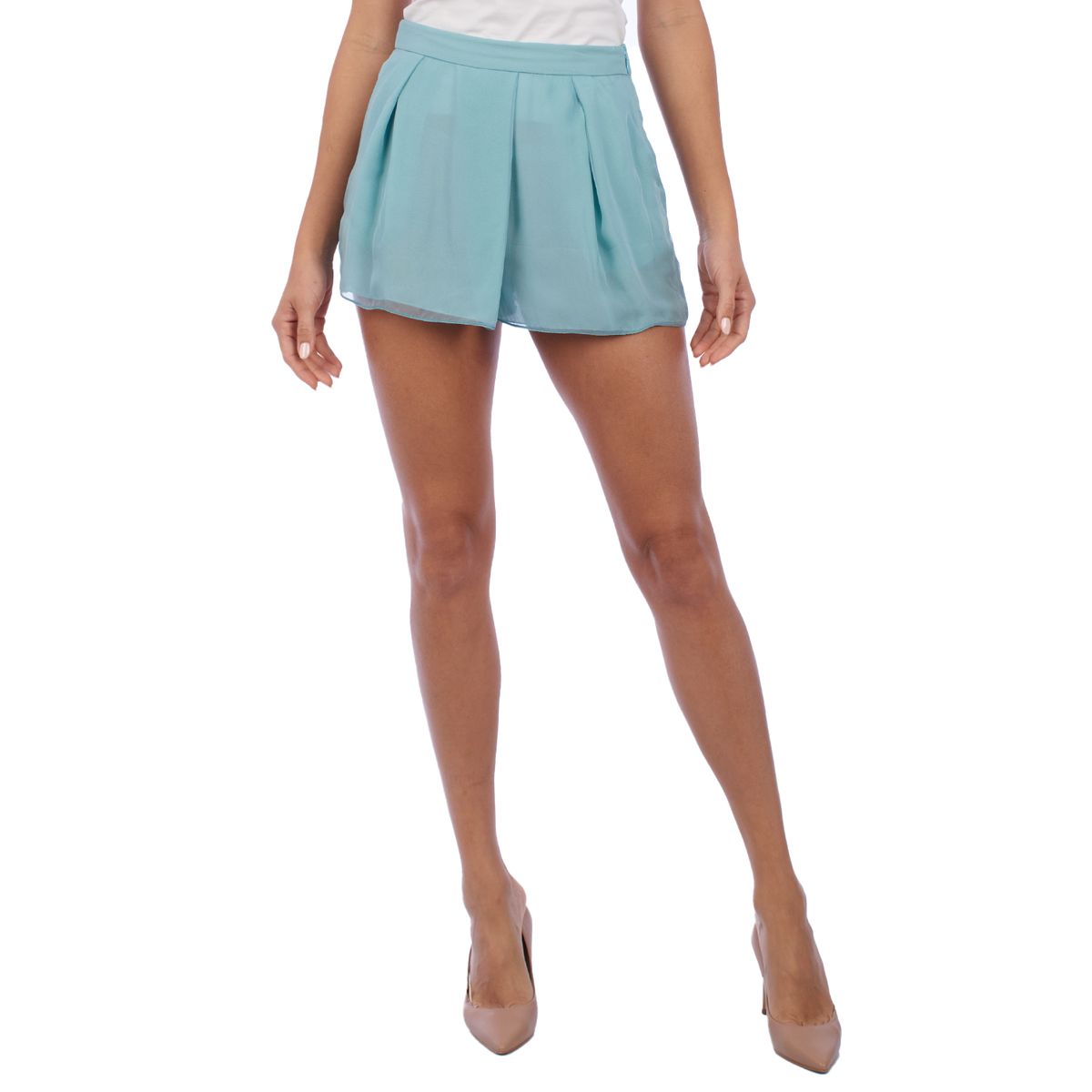 Kurze Hose mit hoher Taille aus Seidenmischgewebe