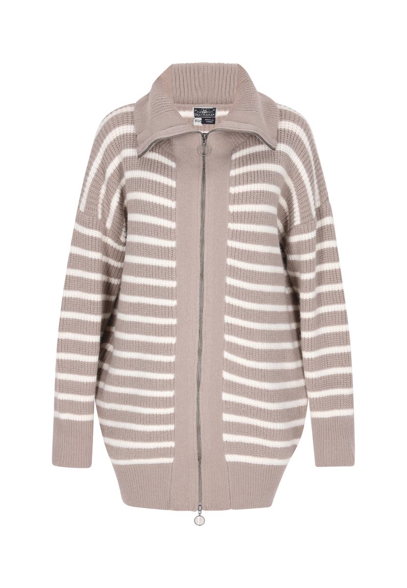 Gestreifte Strickjacke mit Reißverschluss