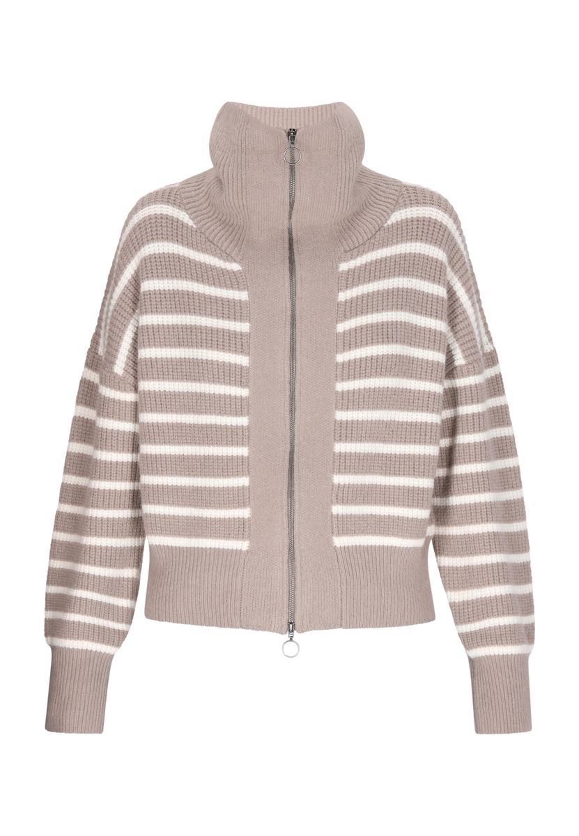 Gestreifter Long-Cardigan mit Reißverschluss