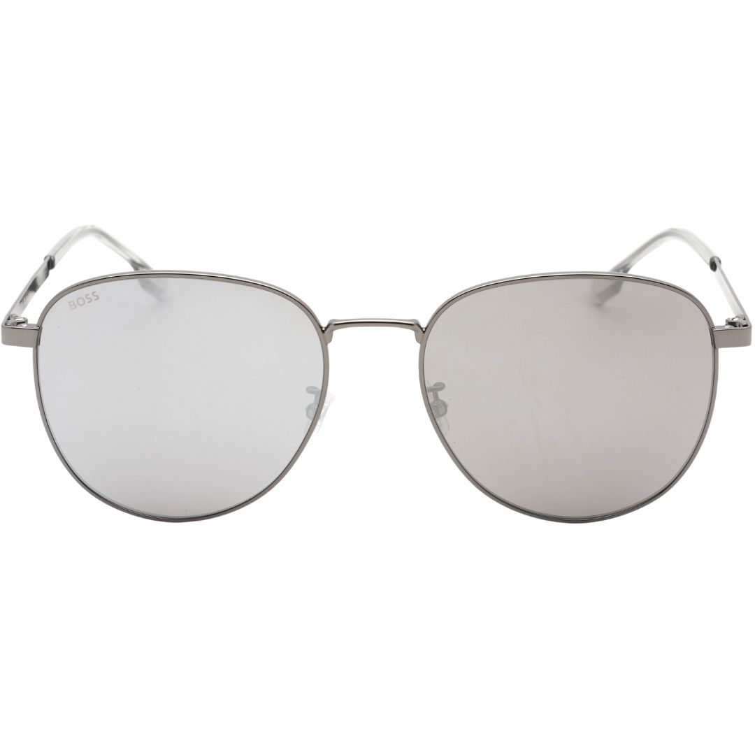 Runde Metall Sonnenbrille mit silbernen Gläsern
