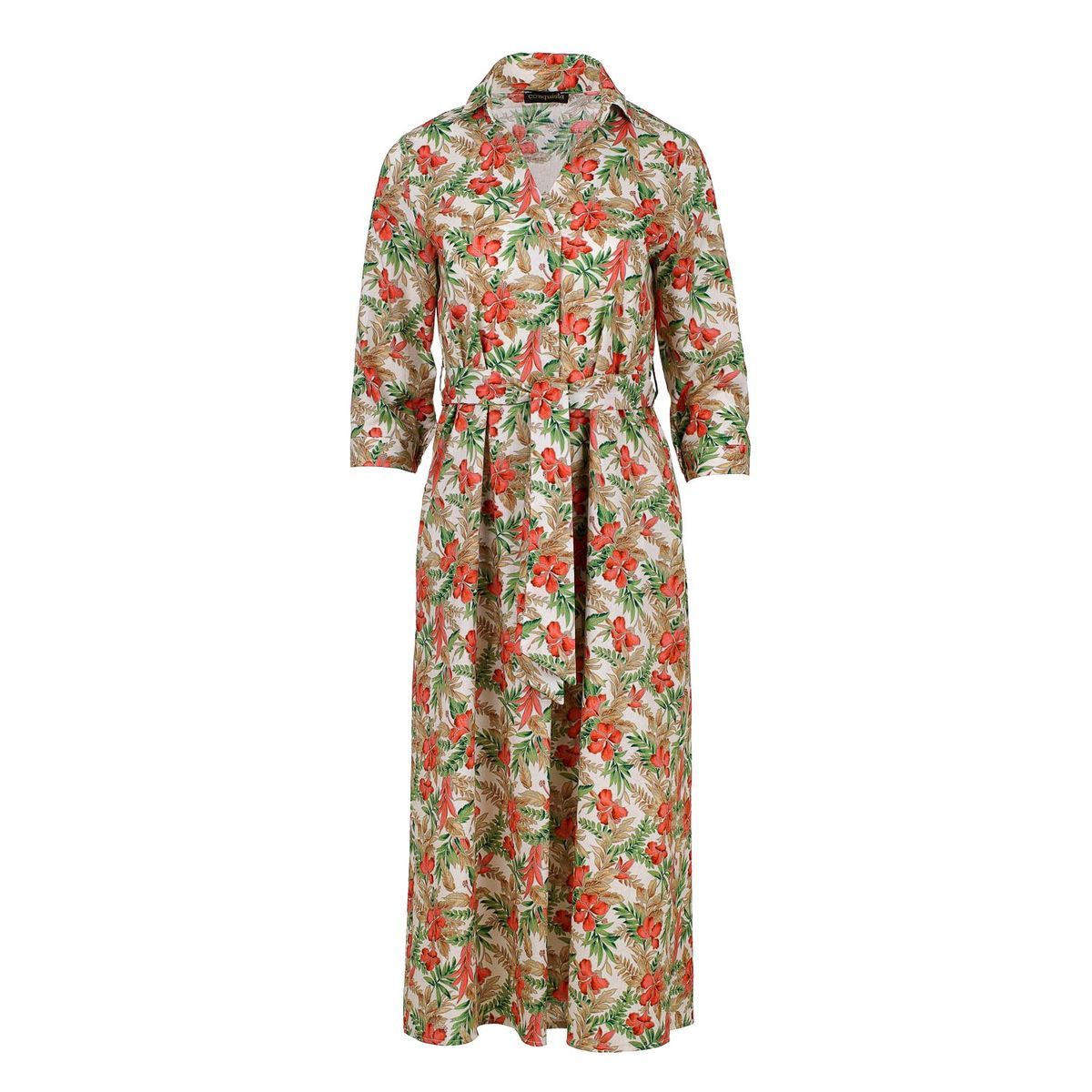 Midikleid Hemdblusenkleid aus Popeline mit Blumendruck