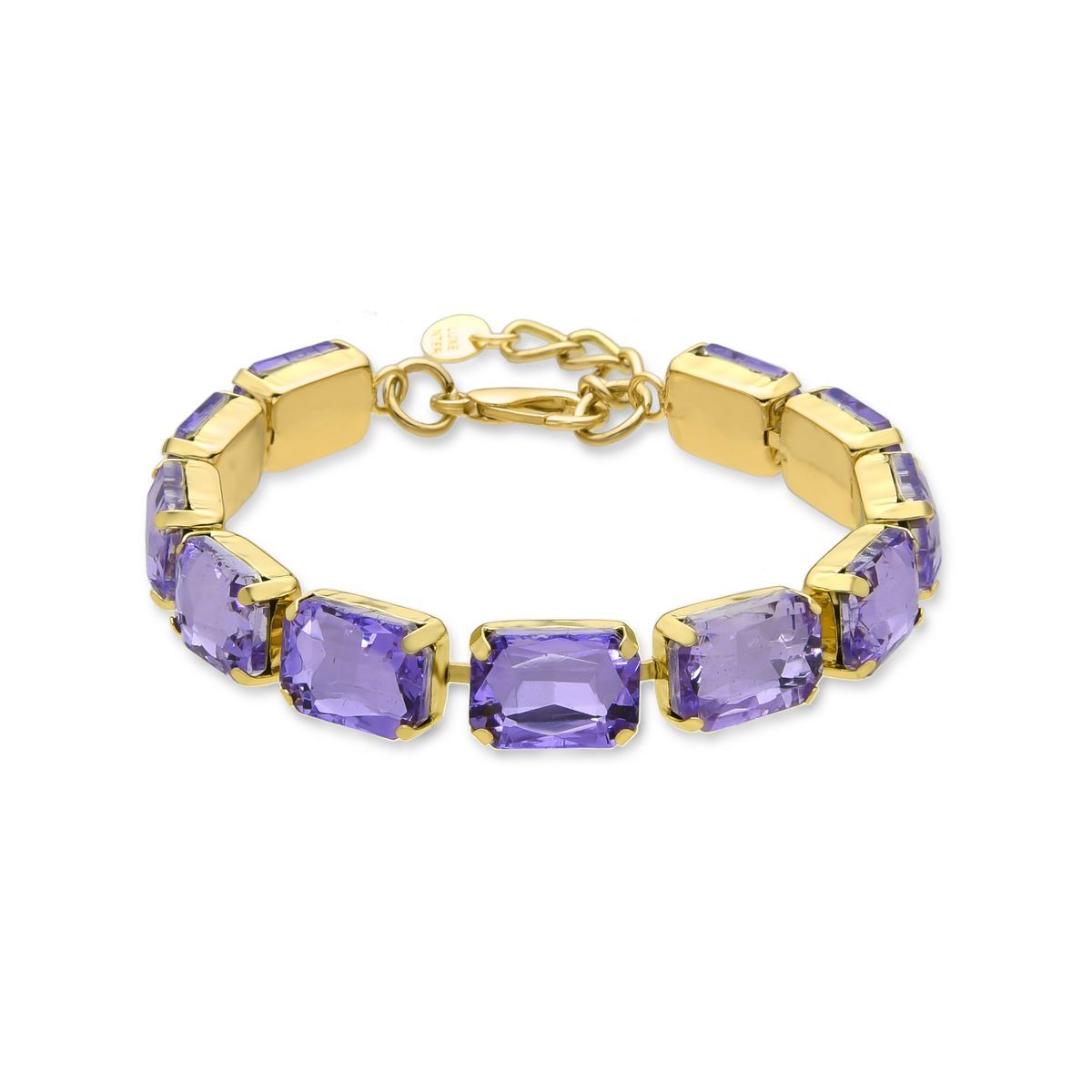 Lila Kristall, goldplattiertes Armband