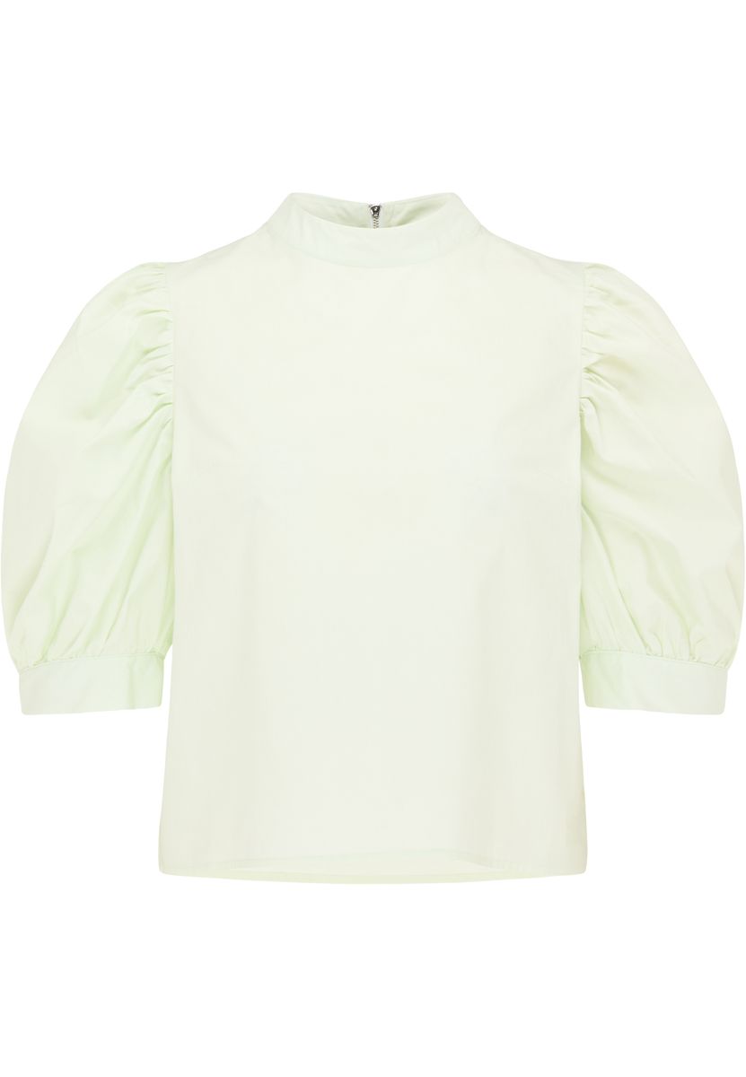 Bluse mit Puffärmeln und hohem Kragen