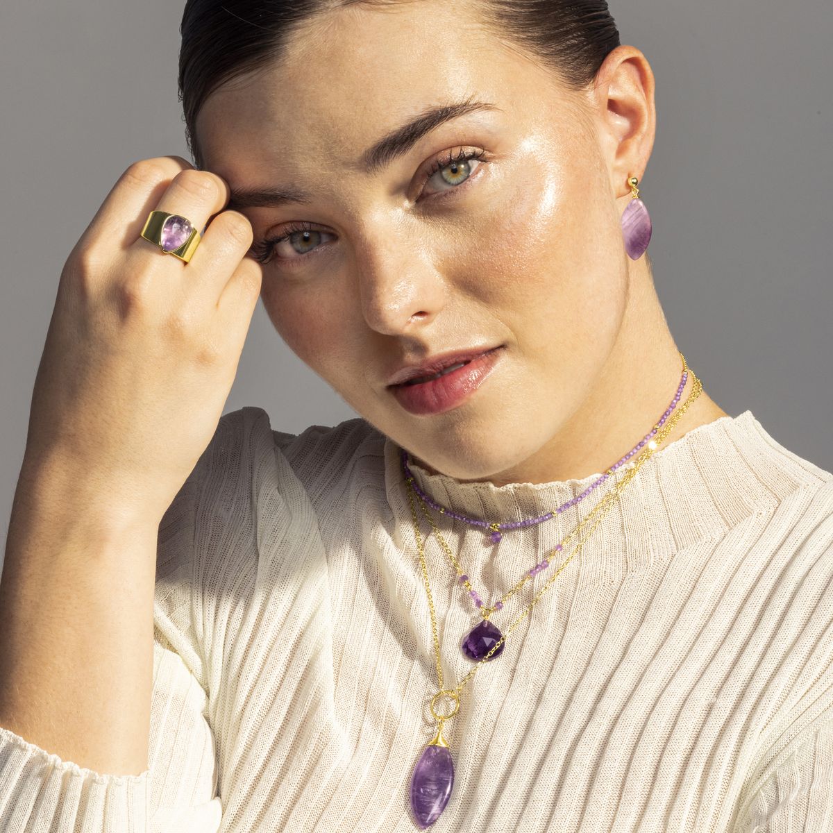 Amethyst-Halskette mit Marquise-Anhänger