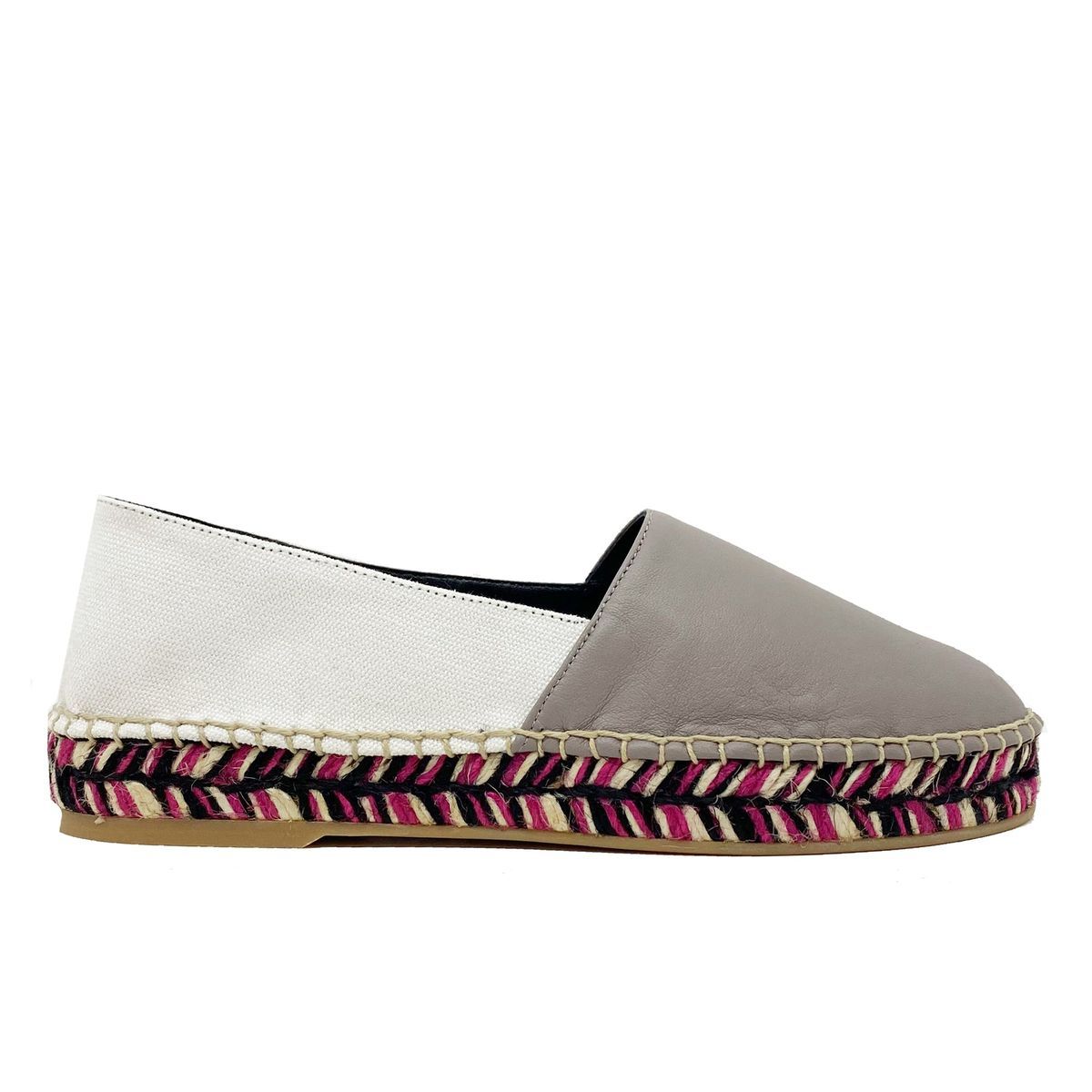 Zweifarbige Leder-Espadrilles mit Jute-Sohle